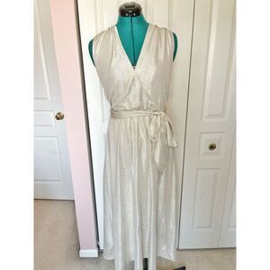 Lauren Ralph Lauren NWT Shiny Foil Print Metallic Halter A Lined Jersey Dress